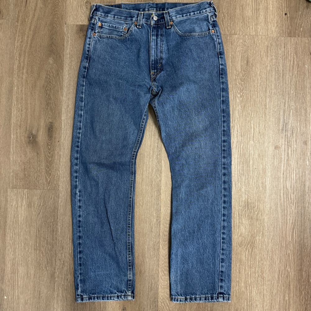Levi's 505 Regular Fit Jeans Mens 34x32 Blue Medium Wash Straight Leg Denim